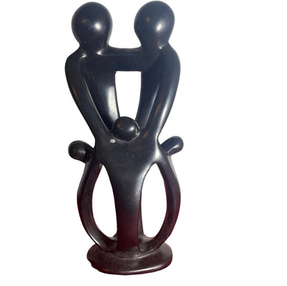 Hand-Carved Soapstone Family Sculpture: Symbol of Love (10-Inch)