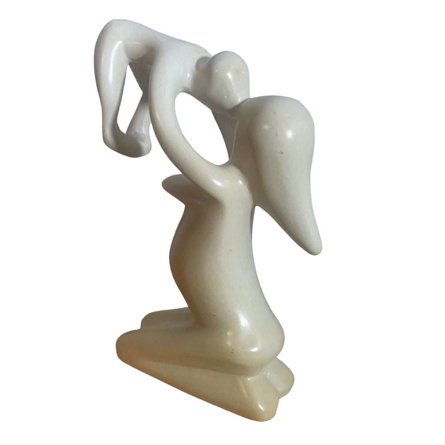 Handcrafted Soapstone Mom and Baby Sculpture: Elegant Home Decor