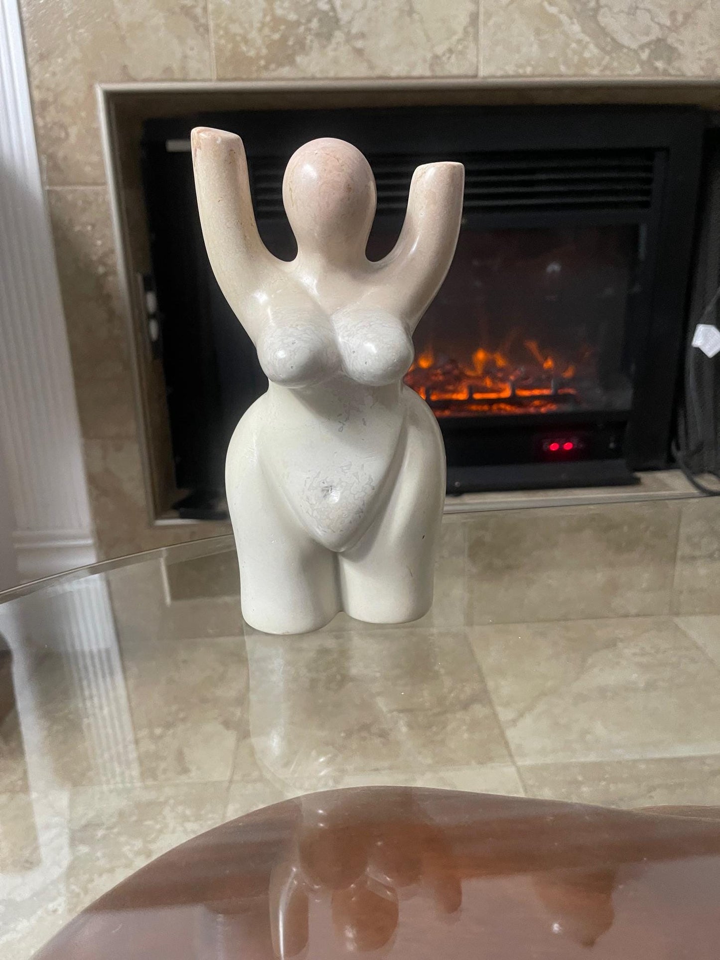 Handmade Soapstone Female Torso Sculpture, Voluptuous Body Art