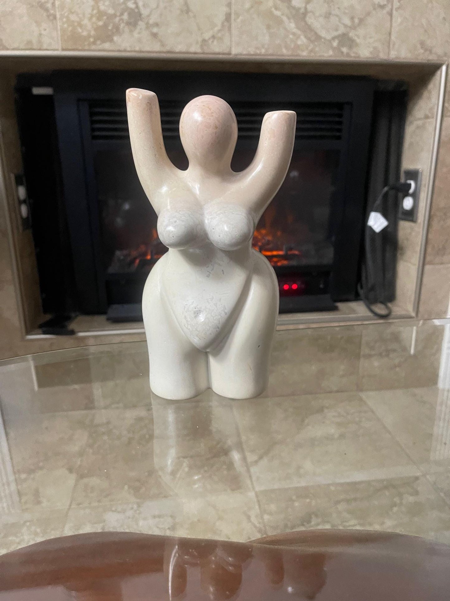 Handmade Soapstone Female Torso Sculpture, Voluptuous Body Art
