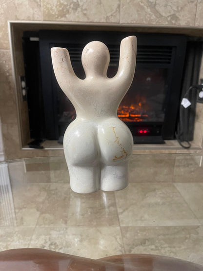 Handmade Soapstone Female Torso Sculpture, Voluptuous Body Art