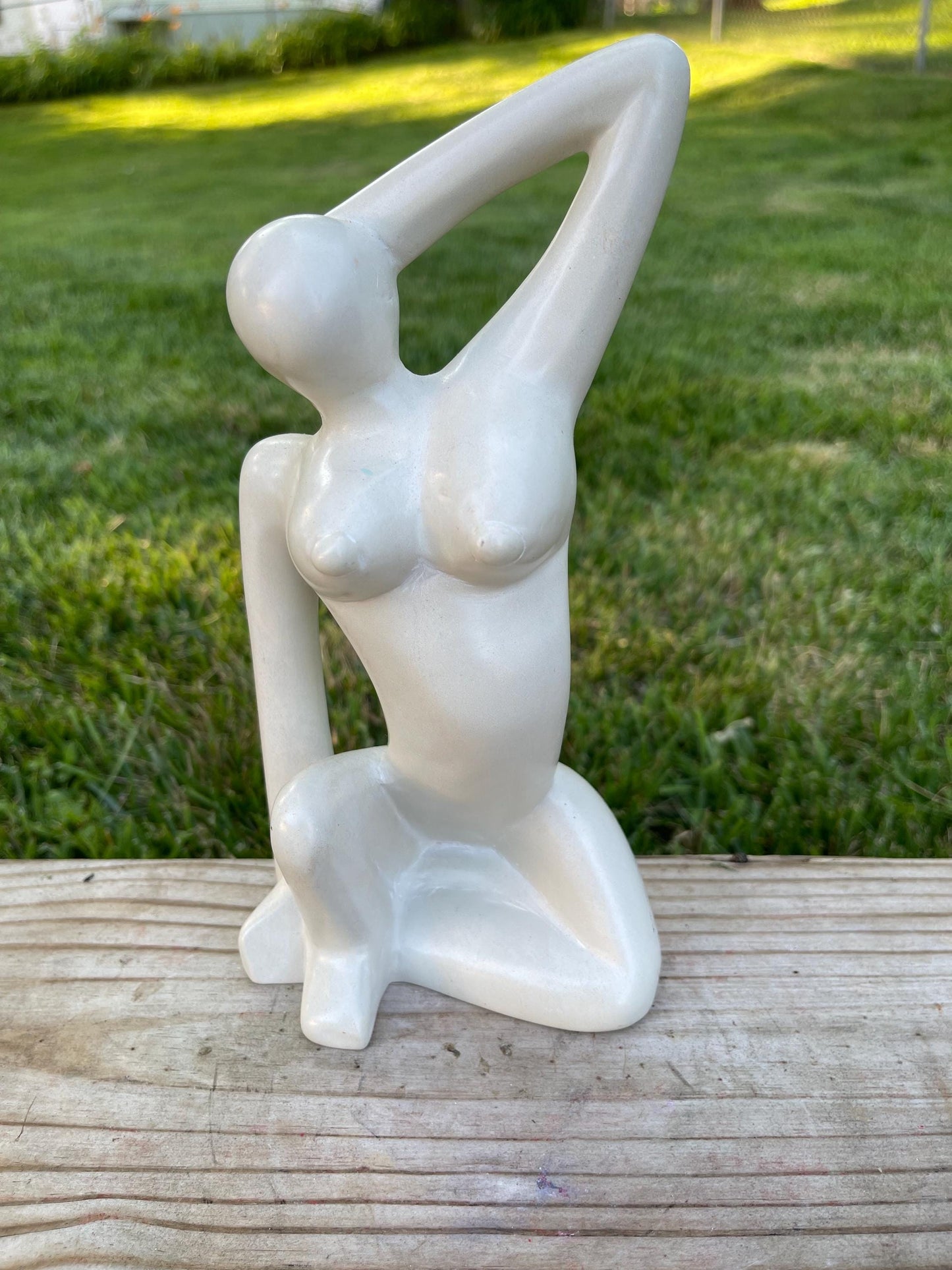 Hand-Carved Soapstone Sculpture: "Sensuous Lady" Curvy Female Form Art