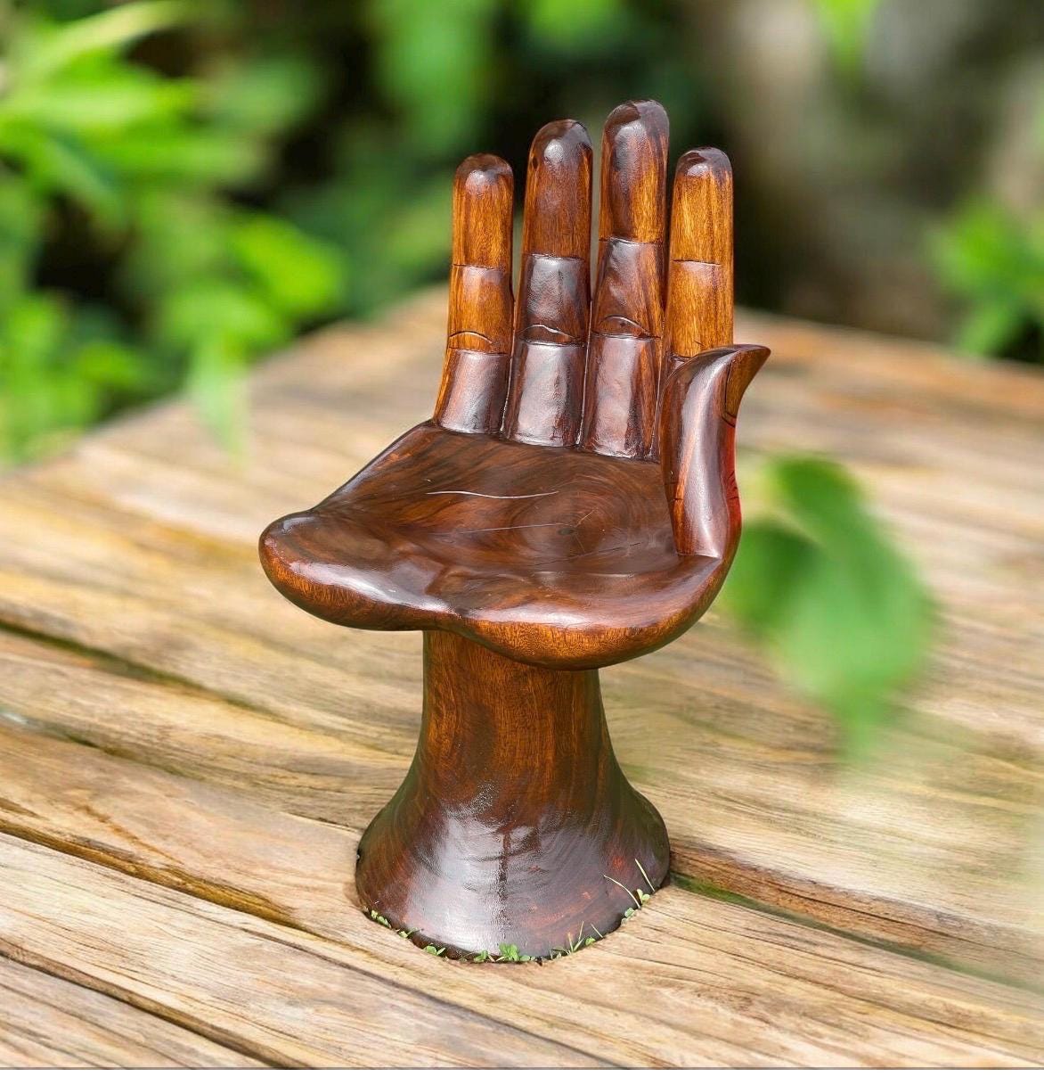 Hand-Carved Wooden Hand Chair: Pedro Friedeberg Style, Meditative Decor