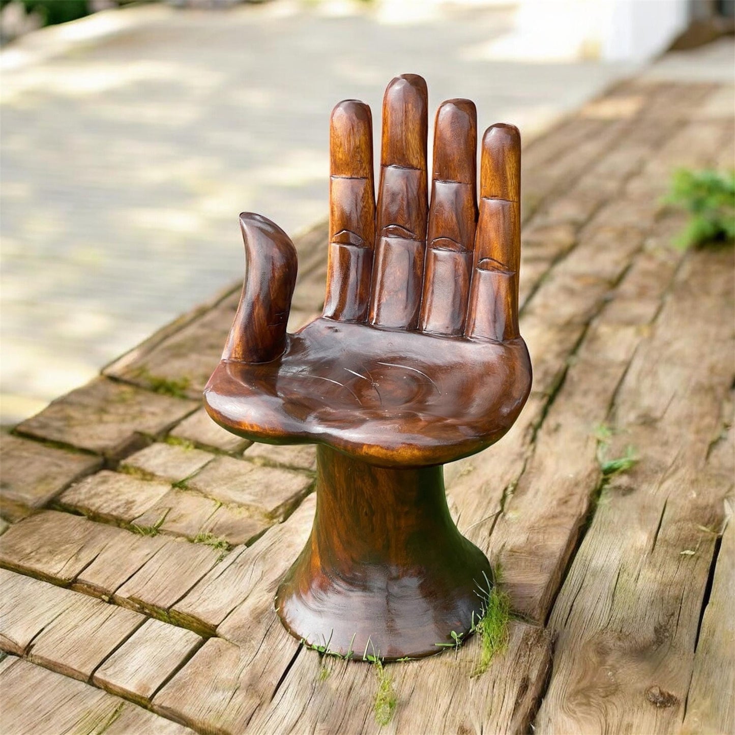 Hand-Carved Wooden Hand Chair: Pedro Friedeberg Style, Meditative Decor