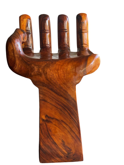 Hand-Carved Wooden Hand Stool - Sculptural Bar or Counter Seating